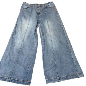 Skies Are Blue- Wide-Leg Blue Jeans for Women